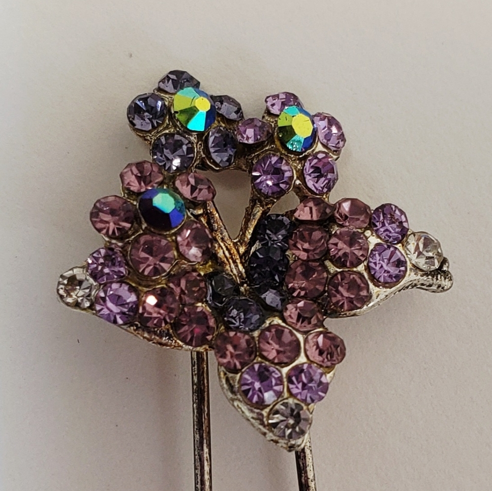 Purple Crystal Flower Rhinestone Hair Pin - Crystal Hair Jewellery